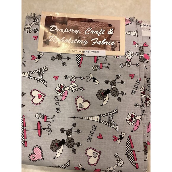 1 Yd X 45” Wide Cotton home decor HOME SEASONS Fabric Puppy Love French Poodle - Picture 1 of 3